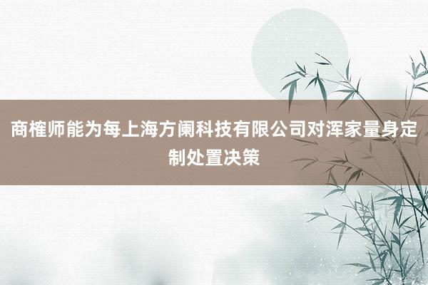 商榷师能为每上海方阑科技有限公司对浑家量身定制处置决策